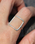 sterling silver Large square ring,rectangle ring,dainty minimalist square ring,everyday ring,silver geometric ring,Dainty Stacking Ring