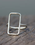 sterling silver Long geometric ring,rectangle ring,dainty minimalist square ring,everyday ring,silver square ring,Dainty Stacking Ring