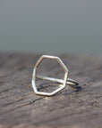 sterling silver geometric ring,jewelry,silver octagon Ring,Bolt Shape Ring, Simple Minimalist Ring, Wedding jewelry,geometric jewelry