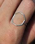 sterling silver geometric ring,jewelry,silver octagon Ring,Bolt Shape Ring, Simple Minimalist Ring, Wedding jewelry,geometric jewelry
