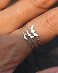 set of 3,tiny bat ring,sterling silver bird ring,bat jewelry,minimalist ring,Minimal animal ring,silver Dainty ring,gifts idea