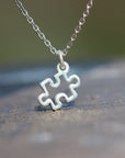 sterling silver Puzzle Piece necklace,silver Puzzle jewelry,silver Puzzle necklace,Autism Awareness jewelry,Autism inspired jewelry,necklace