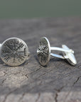 925 sterling silver Vegvisir CuffLinks,Viking rune CuffLinks Gift for Men,Custom cufflinks, Husband Gift,Wedding Cufflinks