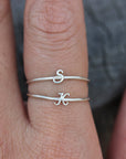 set of 2, Personalized initial Ring,Custom Initials Ring,silver Rings,letter ring,His and Hers Rings,rings,initial jewelry