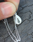 sterling silver pine tree necklace,Evergreen Tree necklace,water drop tree necklace,silver water necklace,girl jewelry