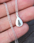 sterling silver pine tree necklace,Evergreen Tree necklace,water drop tree necklace,silver water necklace,girl jewelry