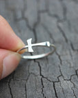 sterling silver Tau cross ring,Tau Cross jewelry,Saint Anthony's cross jewelry,silver cross ring,dainty cross ring,tiny cross ring