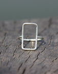 sterling silver Long geometric ring,rectangle ring,dainty minimalist square ring,everyday ring,silver square ring,Dainty Stacking Ring