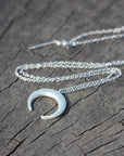 925 Sterling Silver Moon necklace,Horn Necklace,Crescent Moon Necklace,Half Moon Necklace,handmade Necklace