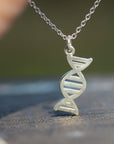 sterling Silver DNA necklace,Double Helix Necklace,Biology Necklace,silver Science Jewellery,dainty jewelry,teacher gift