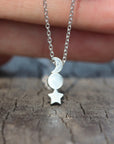 925 silver Crescent Moon and star necklace,custom zodiac jewelry, letter jewelry,sun,moon and star Necklace,star jewelry,Half Moon Necklace