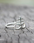 sterling silver levaithan cross ring,Leviathan Cross ring,strong Brimstone ring,satan inspired jewelry,alchemy occultism jewelry
