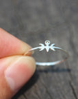 925 silver Triple Goddess ring,tiny silver Goddess ring,simple spiral goddess ring, pentacle jewelry,inspried jewelry,1mm