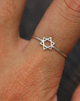 925 silver star of david ring, star ring,Pentacle Star ring,Stacking Ring,simple Jewish symbol jewelry