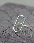 sterling silver geometric ring,jewelry,silver octagon Ring,pencil Shape Ring, Simple Minimalist Ring, Wedding jewelry,geometric jewelry