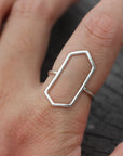 sterling silver geometric ring,jewelry,silver octagon Ring,pencil Shape Ring, Simple Minimalist Ring, Wedding jewelry,geometric jewelry