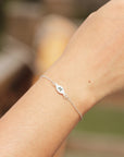 sterling silver initial bracelet for girl,Personalized Bracelet,Dainty Initial Bracelet,silver eye Bracelet,silver jewelry,Personalized Gift