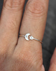 925 silver moon and star ring,custom initial ring,letter Ring,Personalized Ring silver,Crescent Moon Ring,celestial jewelry,midi jewelry