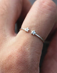 Personalized Open double star Ring,Custom Initials Ring,His and Hers Rings,sisters Ring,bestfriend Ring,sterling silver Letter Ring
