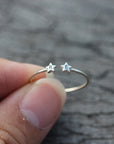 Personalized Open double star Ring,Custom Initials Ring,His and Hers Rings,sisters Ring,bestfriend Ring,sterling silver Letter Ring