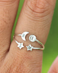Personalized Open heart Ring,Custom family Initials Ring,love Ring,Dainty Personalized Stackable Ring,Letter Ring,Family Ring,Gift For Her