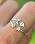 Personalized Open heart Ring,Custom family Initials Ring,love Ring,Dainty Personalized Stackable Ring,Letter Ring,Family Ring,Gift For Her