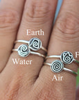 Natural Elements ring,925 silver Earth Element ring,Water Element ring,Fire Element ring,Air Element ring,summer necklace,unique jewelry